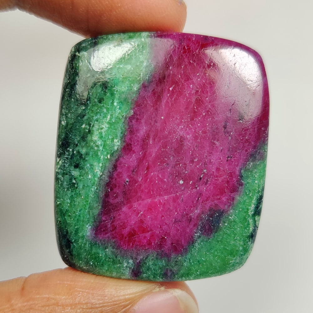 69.40 Ct Natural Ruby Zoisite Cushion Cab: weight - 69.40 Ct / Size - 30.00 x 27.00 x 6.00 mm / Shape - Excellent Cushion Cab / Origin - Brazil / Treatment - None