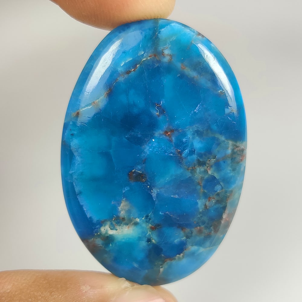 55.97 Ct Natural Blue Apatite Oval Cab: Weight - 55.97 Ct / Size - 41.00 x 28.00 x 5.20 mm / Top Class Quality / Oval Cab / Origin - Brazil / Treatment - None