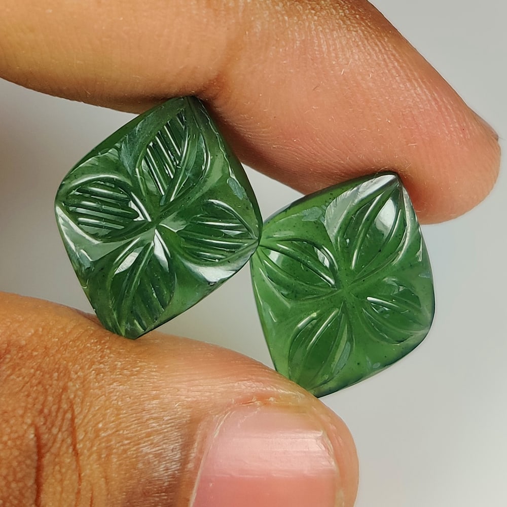 17.57 Ct Natural Serpentine Fancy Cab Pair: weight - 17.57 Ct / Size - 19.20 x 15.30 x 4.80 mm / 2 Pc's / Shape - Fancy Cab / Origin - Brazil / Treatment - None