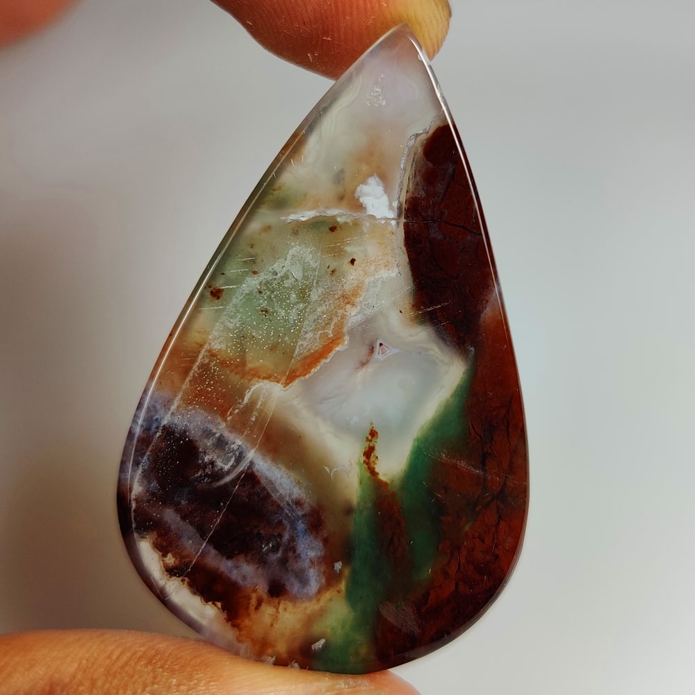 64.42 Ct Natural Sea Moss Agate Pear Cab: Weight - 64.42 Ct / Size - 48.00 x 30.00 x 6.50 mm / Shape - Excellent Pear Cab / Clarity - Opaque / Origin - Brazil / Treatment - None