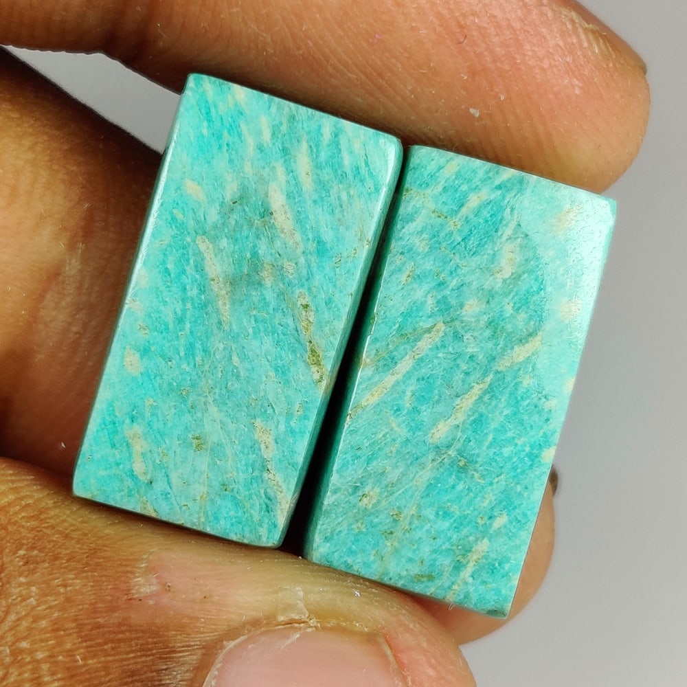 20.28 Ct Natural Green Amazonite Cushion Cab Pair (1 of 2)