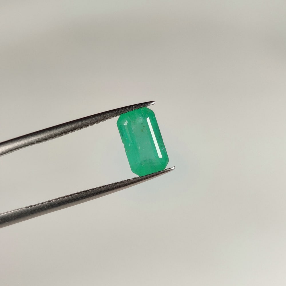 1.63 Ct Natural Zambian Green Emerald Octagon Cut: Weight - 1.63 Ct / Dimensions - 8.60 x 5.10 x 4.40 mm / Shape - Octagon Cut / Color - Green / Clarity - SI / Origin - Zambia / Treatment - Natural Emeralds are commonly enhanced by oil