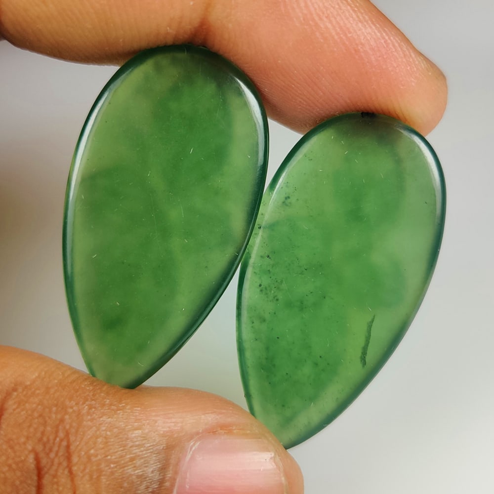 46.61 Ct Natural Serpentine Pear Art Cab Pair: weight - 46.61 Ct / Size - 35.00 x 17.50 x 5.00 mm / 2 Pc's / Shape - Pear Art Cab / Origin - Brazil / Treatment - None