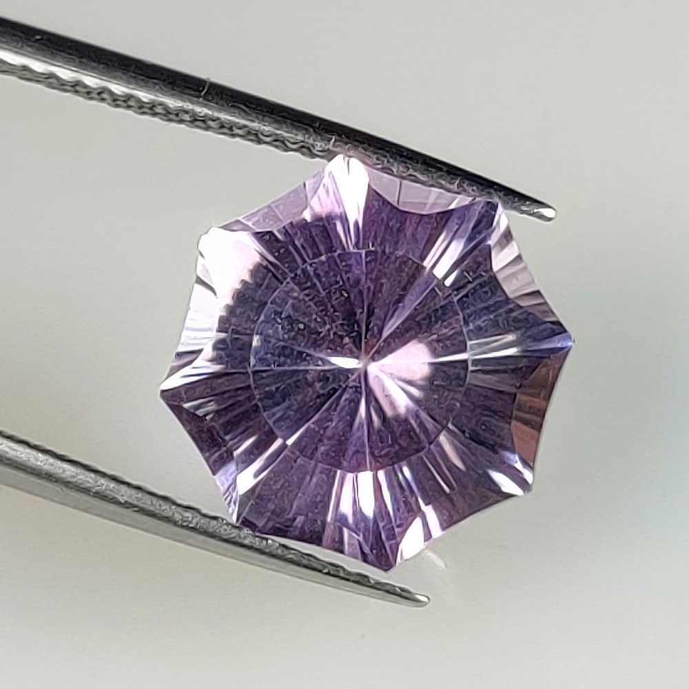 5.61 Ct Natural Pink Amethyst Fancy Cut: Weight - 5.61 Ct / Dimensions - 12.80 x 12.00 x 7.90 mm / Shape - Fancy Cut / Color - Pink / Clarity - VVS / Origin -Brazil / Treatment - Heated