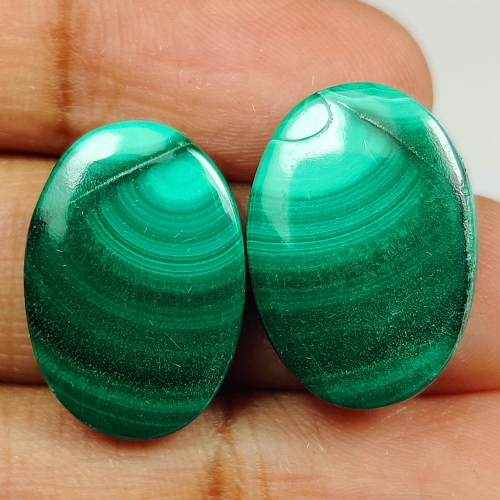 22.84 Ct Natural Green Malachite Oval Cab Pair (1 of 2)
