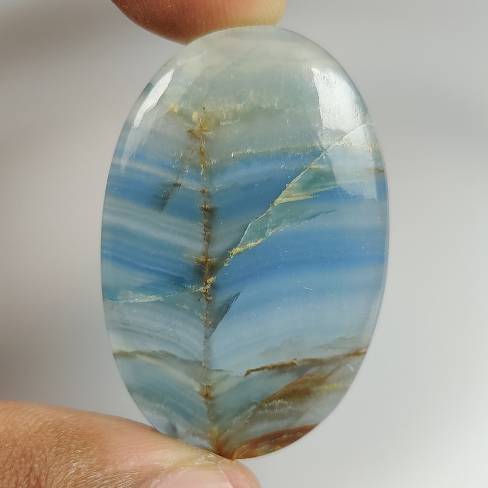 48.08 Ct Natural Blue Calcite Oval Cab: weight - 48.08 Ct / Size - 43.00 x 30.00 x 4.70 mm / Shape - Excellent Oval Cab / Origin - Brazil / Treatment - None