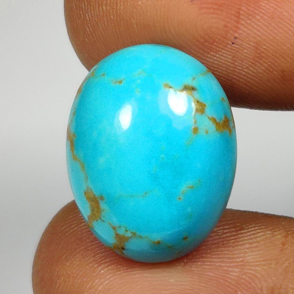 9.94 Ct Natural Blue Turquoise Oval Cab: Weight - 9.94 Ct / Dimensions - 17.17 x 14.00 x 6.50 mm / Shape - Oval Cab / Color - Blue / Transparency - Opaque / Origin - Egypt / Treatment - None
