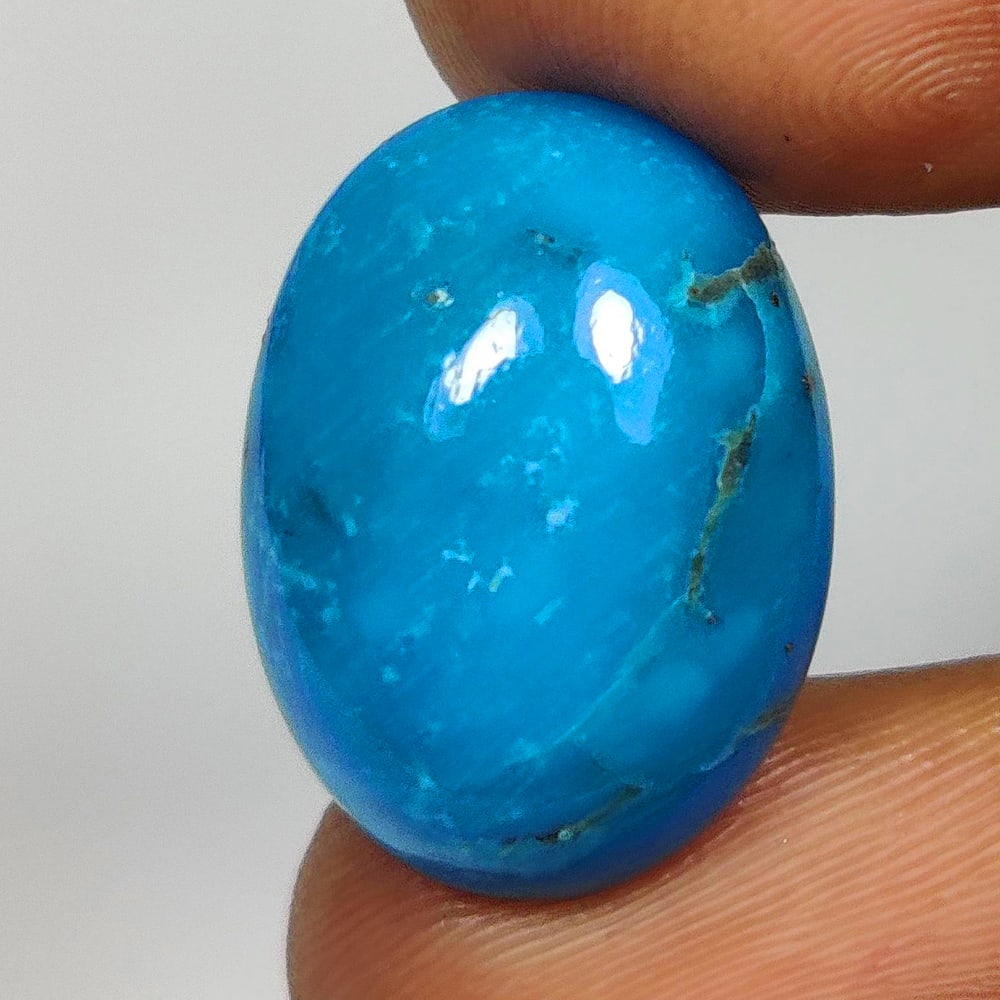 14.16 Ct Natural Blue Turquoise Oval Cab: Weight - 14.16 Ct / Size - 18.50 x 13.80 x 7.80 mm / Good Color / Oval Cab - Ready for Jewellery Setting / Origin - Egypt / Treatment - None