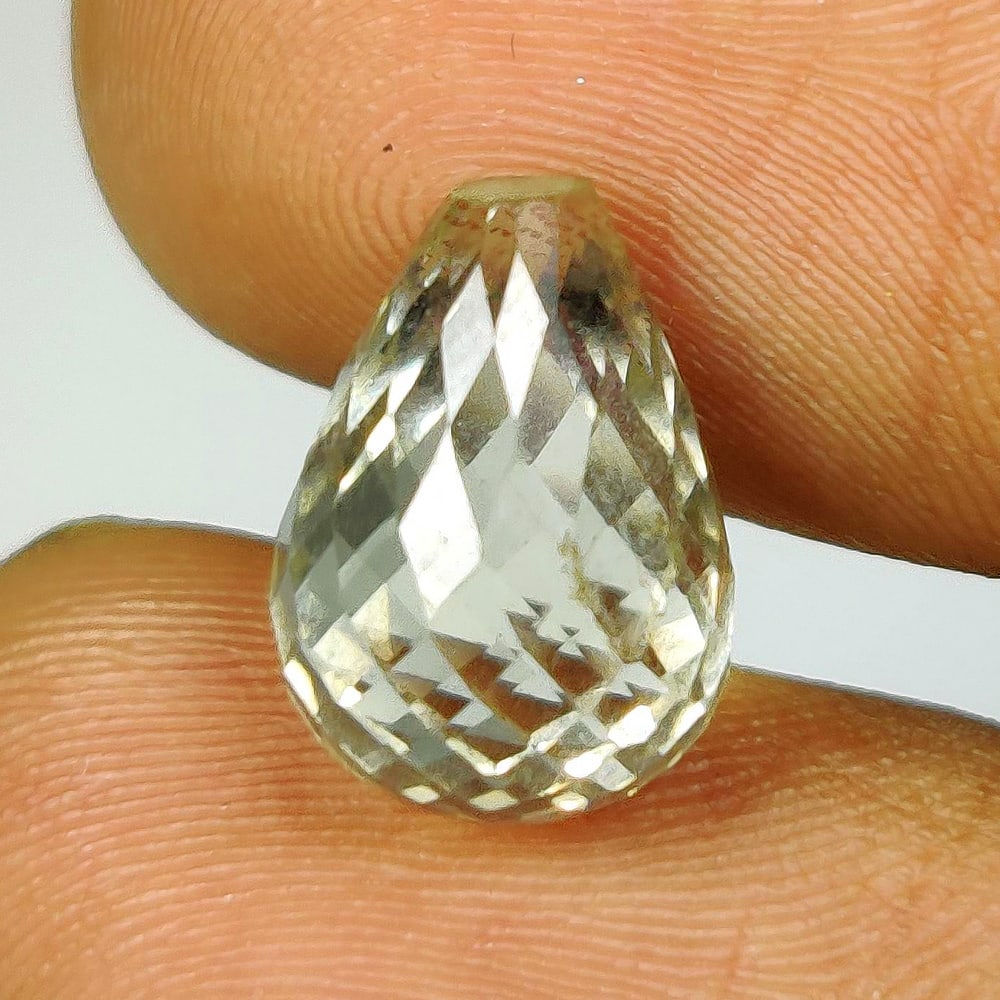 5.85 Ct Natural Green Amethyst Pear Drop: Weight - 5.85 Ct / Size - 12.30 x 8.80 x 8.80 mm / Shape - Pear Drop / Color - Green / Clarity - VVS / Origin - Brazil / Treatment - Heated