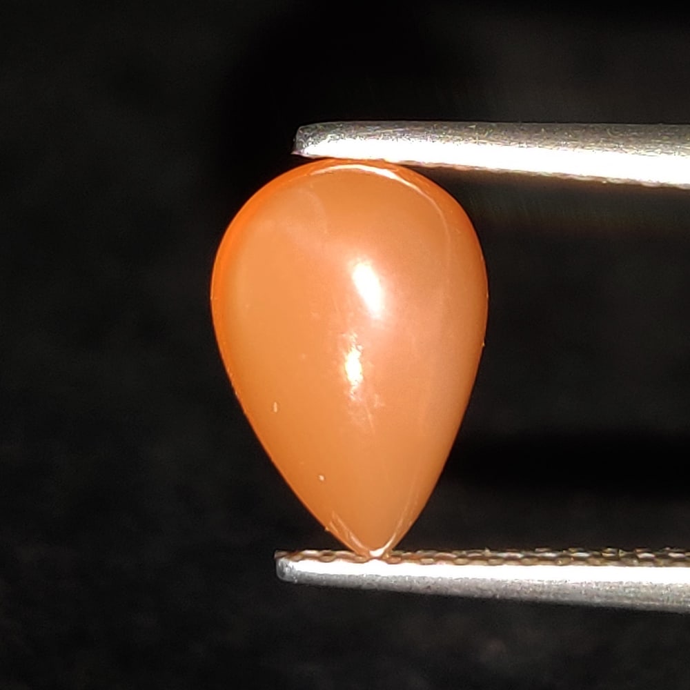 2.18 Ct Natural Orange Moonstone Pear Cab: Weight - 2.18 Ct / Size - 10.30 x 7.10 x 4.90 mm / Shape - Pear Cabochon / Clarity - Semi-Transparent / Origin - India / Treatment - None