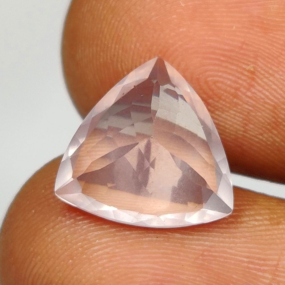 3.83 Ct Natural Rose Quartz Trillion Cut: Weight - 3.83 Ct / Dimensions - 11.20 x 11.00 x 6.50 mm / Top Class Quality / Trillion Cut / Origin - Brazil / Comments - None