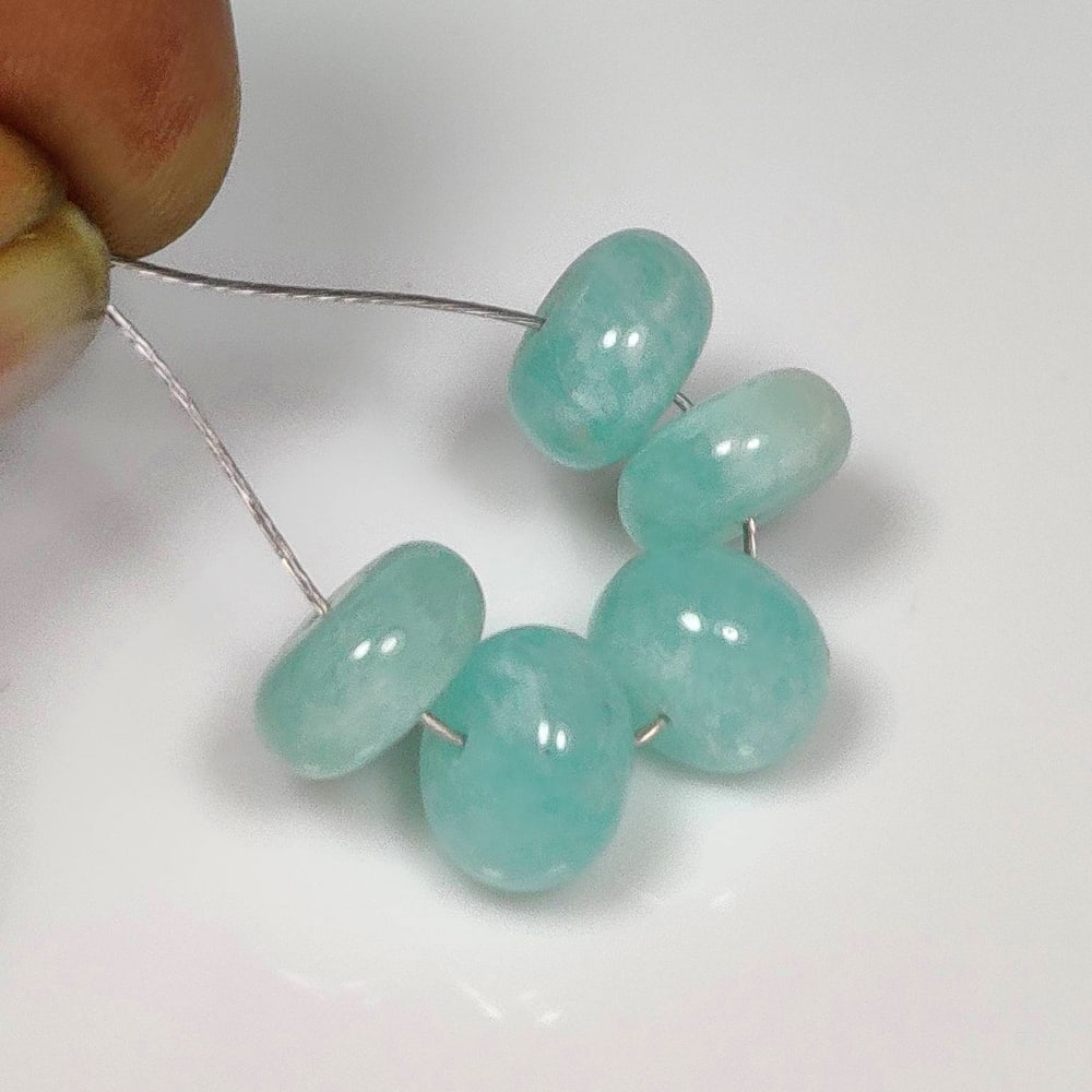 15.15 Ct Natural Amazonite Round Beads: Weight - 15.15 Ct / Dimensions - 8.20 - 8.80 mm / 5 Pc's / Shape - Round Beads / Clarity - Opaque / Origin - Brazil / Treatment - None