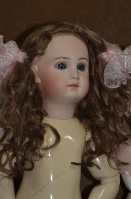 ANTIQU/VINTAGE DOLL WIG FOR JUMEAU: BEAUTIFUL ANTIQUE HUMAN HAIR DOLL WIG. DEEP BRUNETTE. PERFECT FOR JUMEAU. MINOR IMPERFECTIONS.