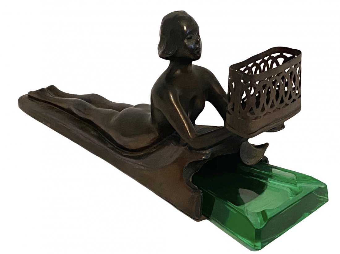 Art Deco Figural Ashtray with Match Holder (1 of 9)