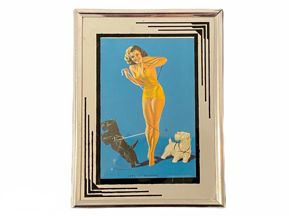 Scottie Dogs with Pin Up Girl in and Art Deco Frame (1 of 7)