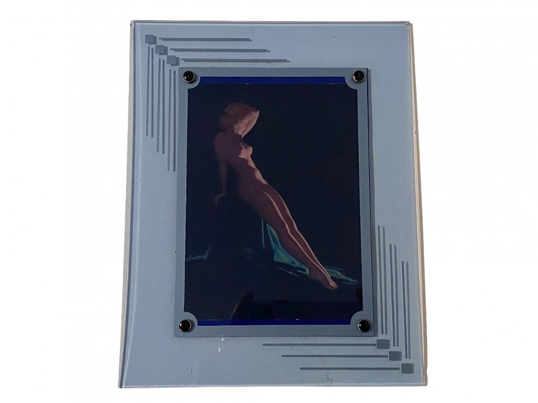 Earl Moran B&B Pin Up Girl in an Art Deco Glass Frame (1 of 7)