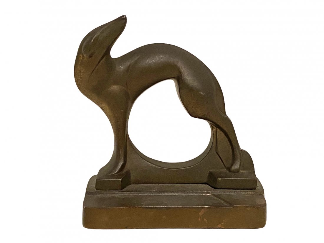 Art Deco Frankart Greyhound Statue: Art Deco Frankart Greyhound Statue Bookend. Marked Frankart.