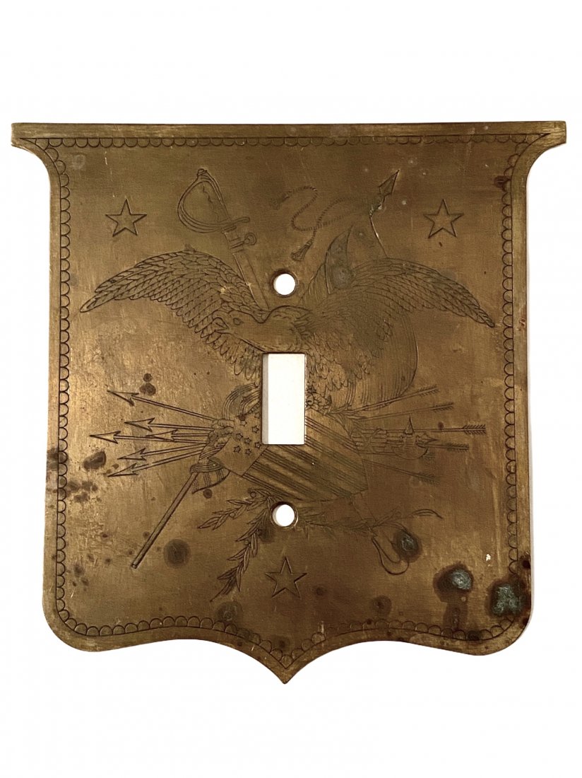 Heavy Brass Patriotic Light Switch Plate w/ Eagle: Heavy Brass Patriotic Light Switch Plate w/ Eagle.