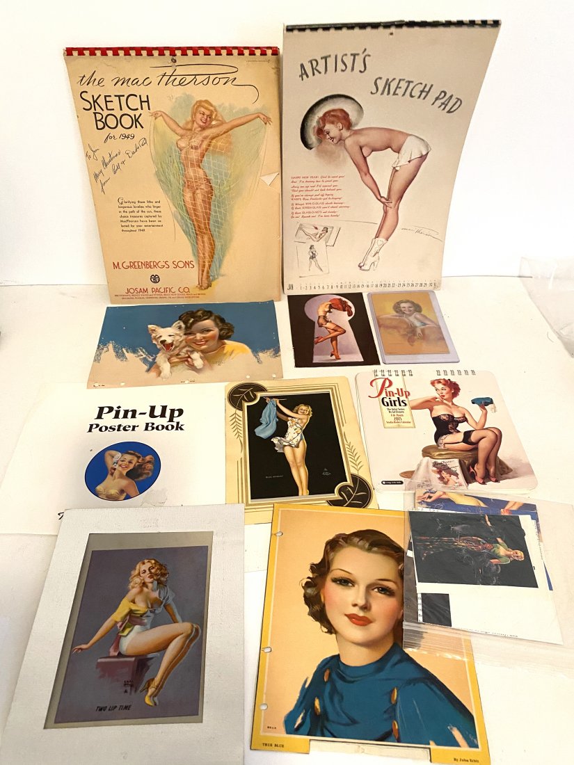 Lot of Vintage Pin-Up Girl Related Ephemera: Lot of Vintage Pin-Up Girl Related Ephemera Including 2 mac Pherson Sketchbook books.