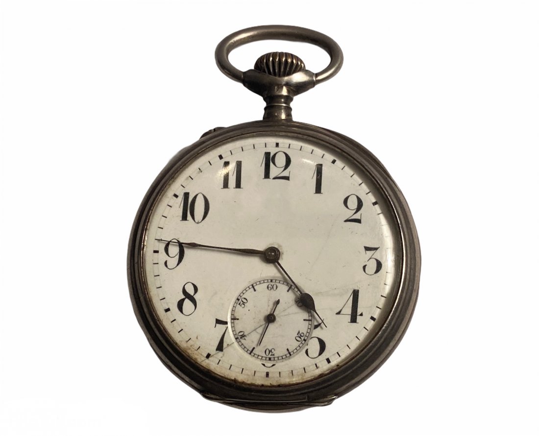 Antique Gorham Sterling Silver Pocket Watch: Antique Gorham Sterling Silver Pocket Watch. Case is 2 inches in diameter and marked Sterling 935 with touch marks.