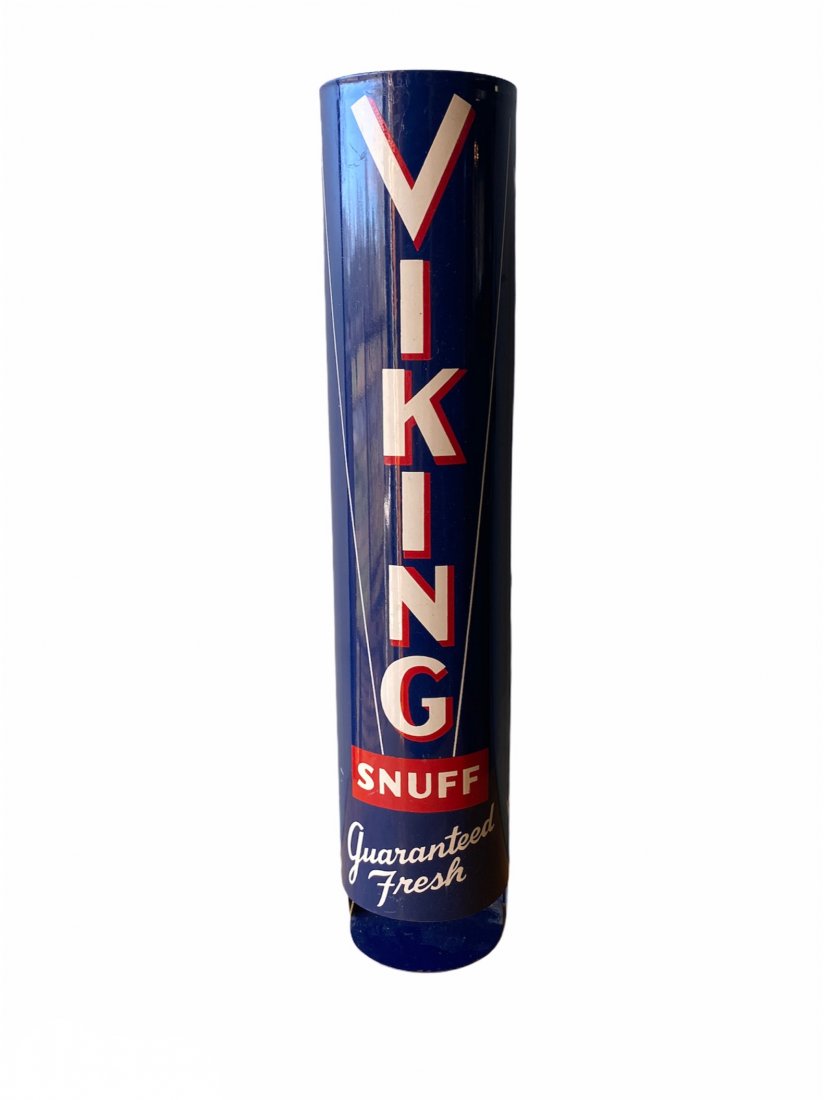 Vintage Viking Snuff Dispenser Tobacco Store Display: Vintage Viking Snuff Dispenser Tobacco Store Display. Like new condition. It measures approximately 15 inches by 3 inches by 3 inches.