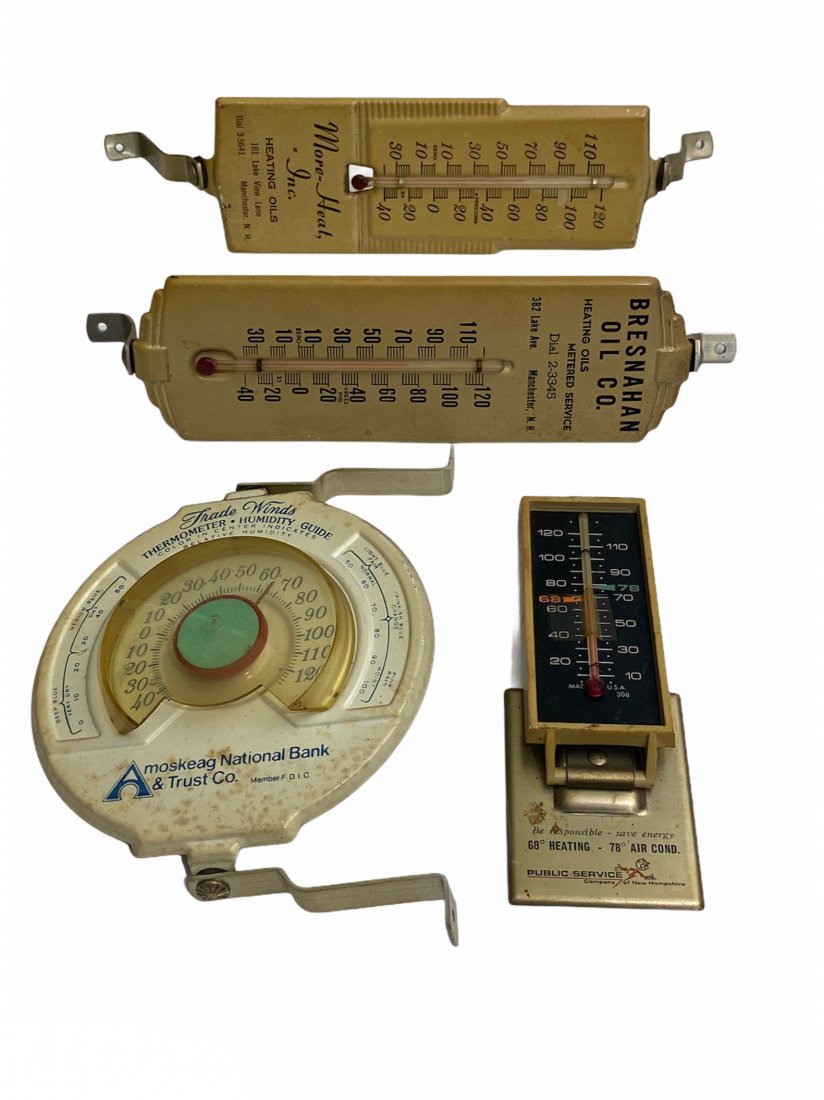 Lot of 4 Vintage Advertising Thermometers: Lot of 4 Vintage Advertising Thermometers. Various sizes.