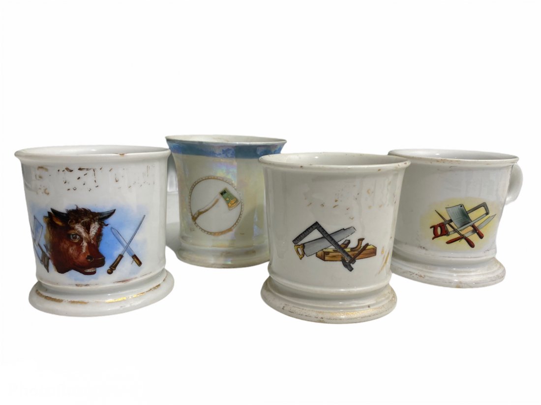Lot of 4 Rare Antique Occupational Shaving Mugs (1 of 13)