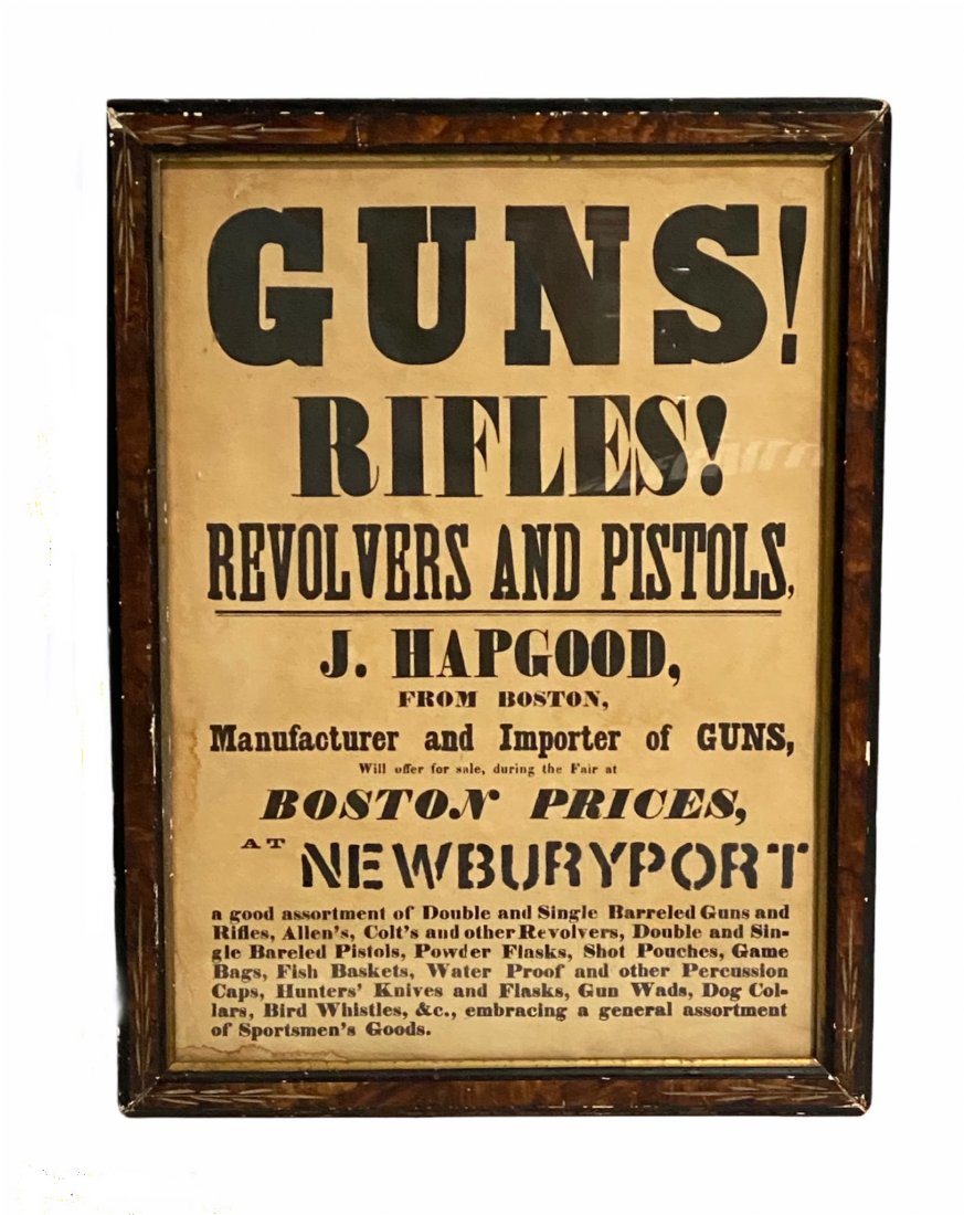 Guns, Rifles Advertising Broadside in Old Frame (1 of 4)