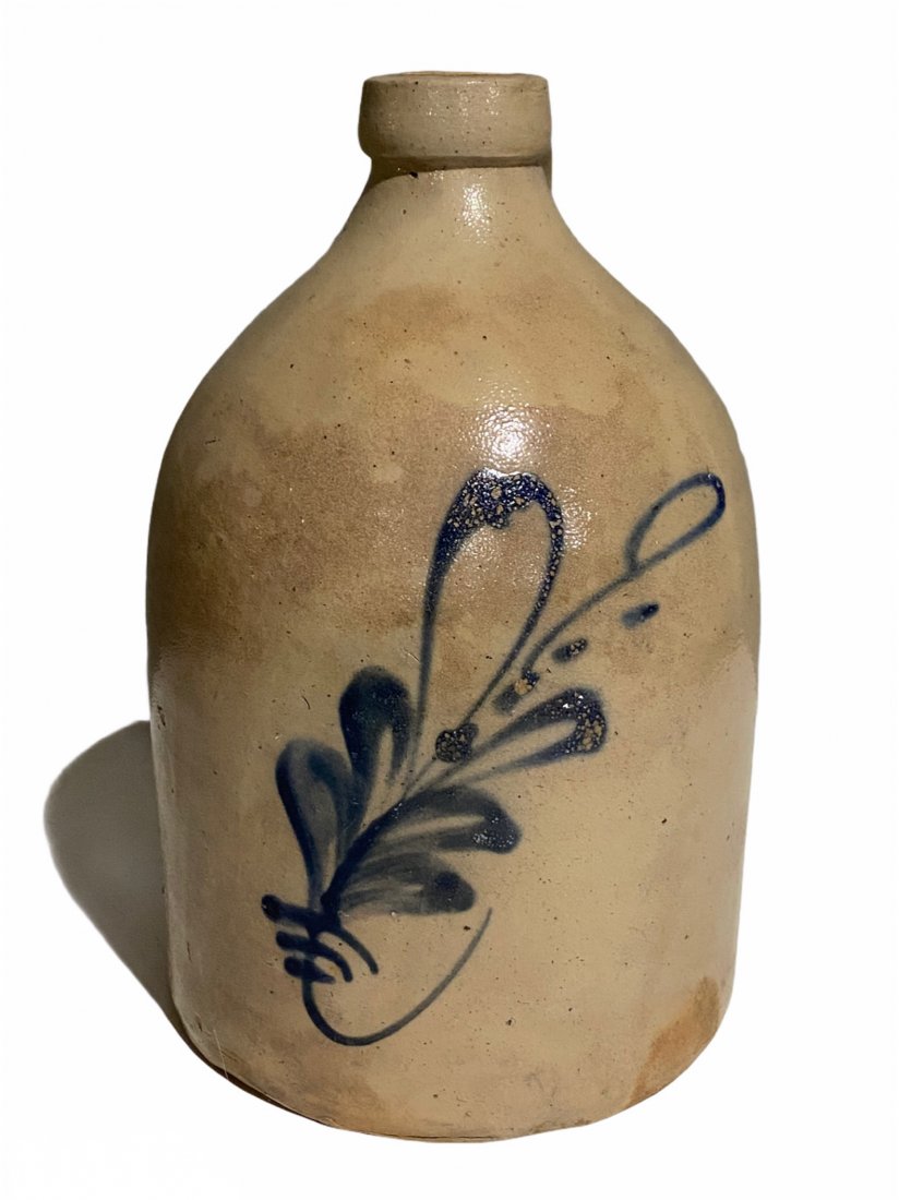 Antique Blue Decorated Stoneware Jug (1 of 10)