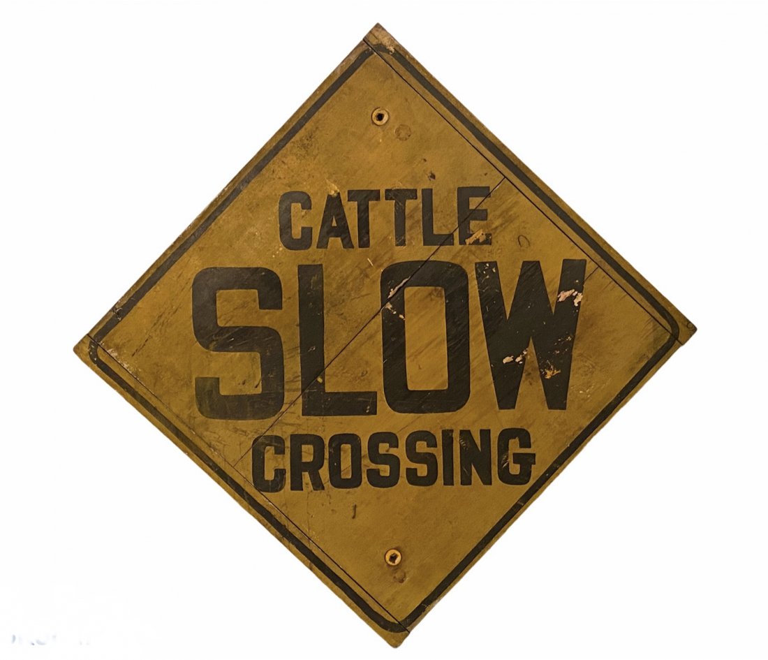 Wood Old Paint Road Street Sign- Slow Cattle Crossing (1 of 4)