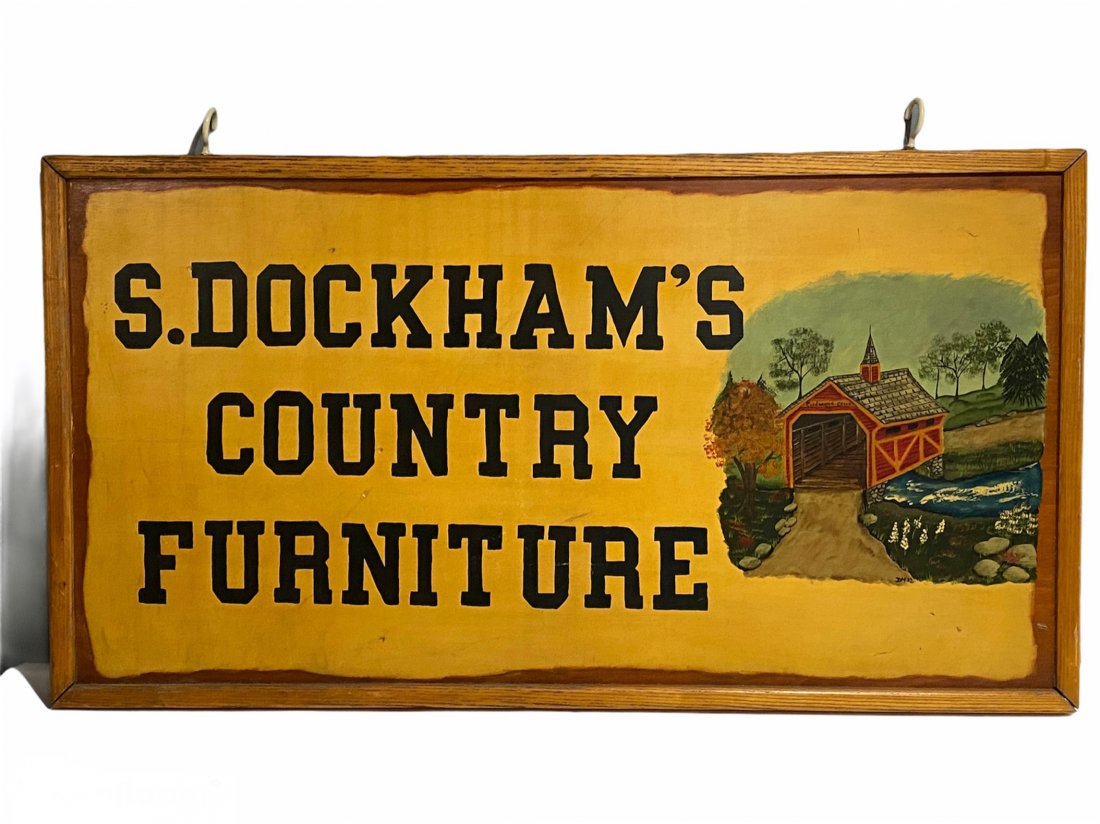 Hand Painted Double Sided Wood Sign Furniture Store (1 of 6)