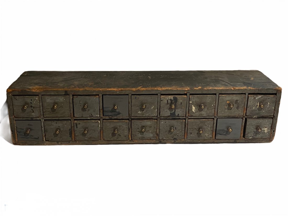 Antique Old Paint 18 Drawer Primitive Country Cabinet (1 of 10)