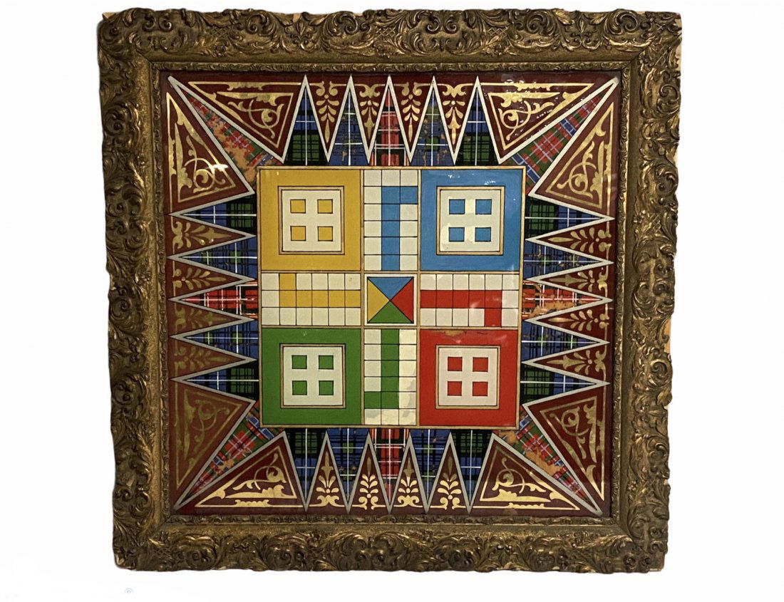 Reverse Glass Painted Game Board Ornate Frame (1 of 10)