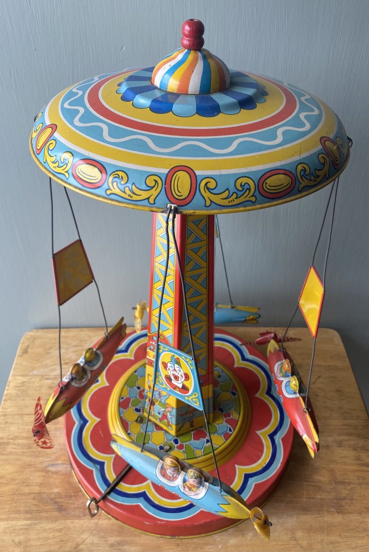 Ride A Rocket Tin Litho Wind Up Carnival Toy by J Chein (1 of 11)