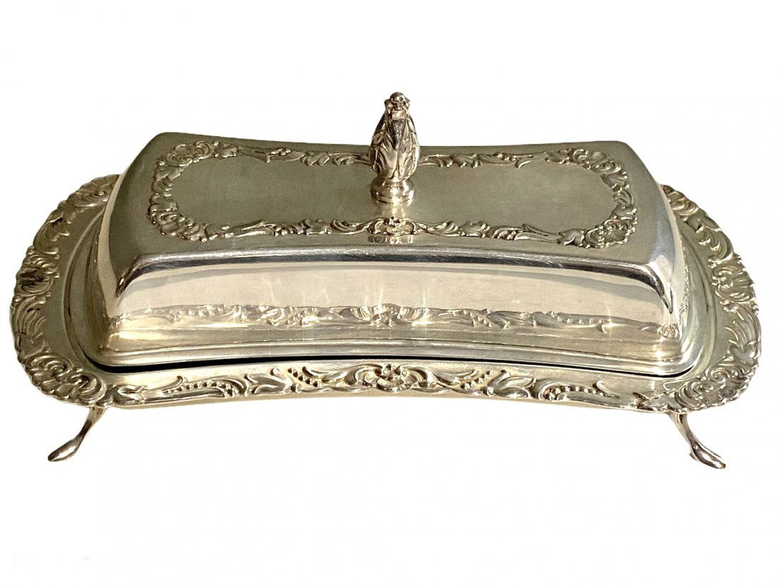 Sterling Silver Covered Butter Dish Glass Insert (1 of 9)