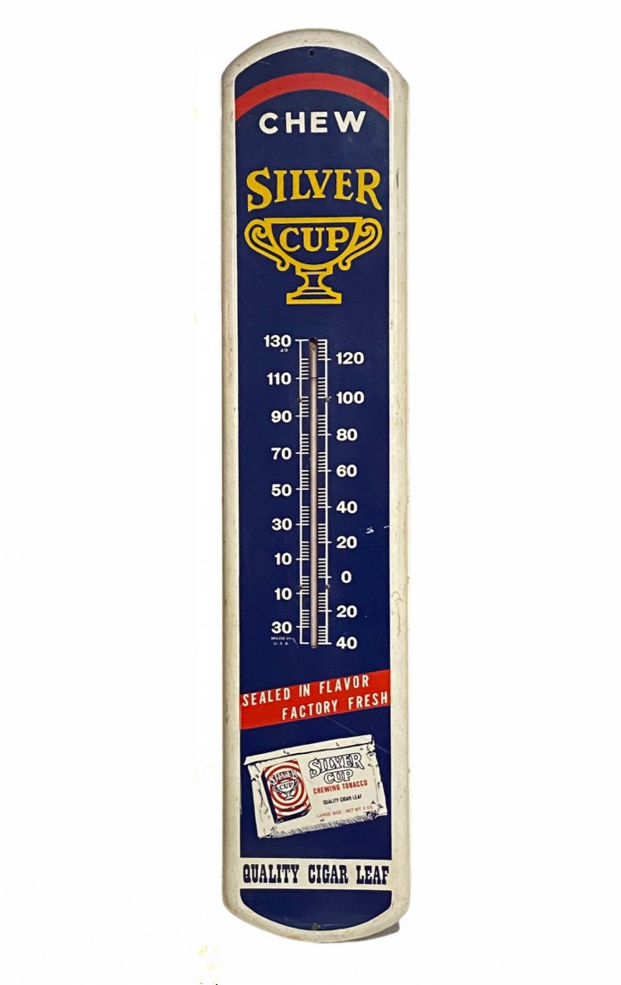 Chew Silver Cup Chewing Tobacco Advertising Thermometer (1 of 5)