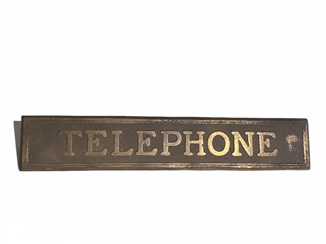 Old Heavy Bronze Telephone Booth Sign (1 of 3)
