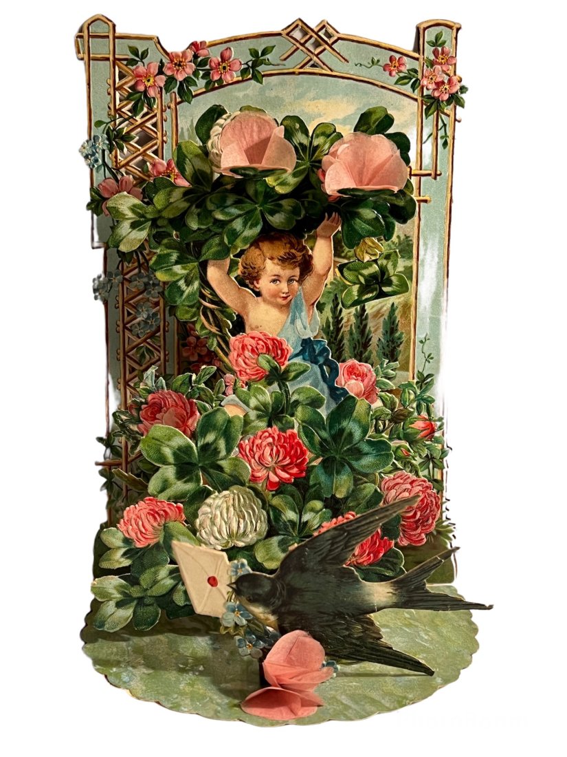Antique German Embossed Die Cut Fold Out Valentine Card (1 of 12)