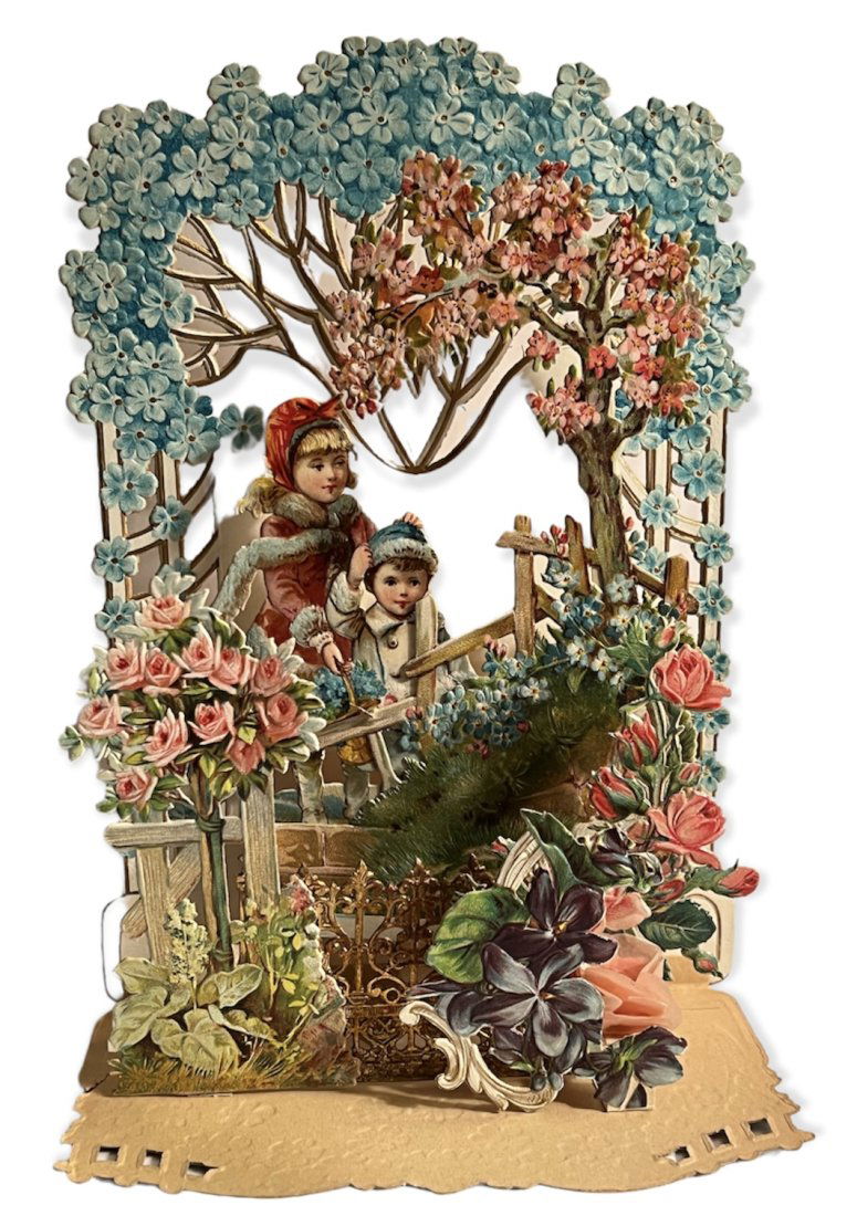 Antique German Embossed Die Cut Fold Out Valentine Card (1 of 8)