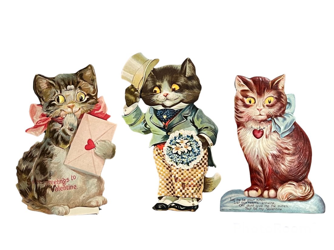 3 Vintage Kitten Cat Valentine Cards Moving Parts (1 of 8)