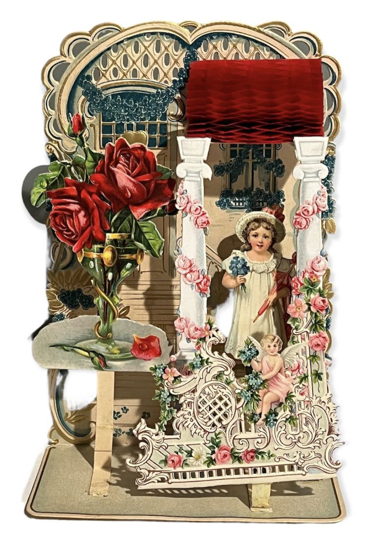 Antique Victorian Embossed Fold Out Valentine Card Rose (1 of 9)