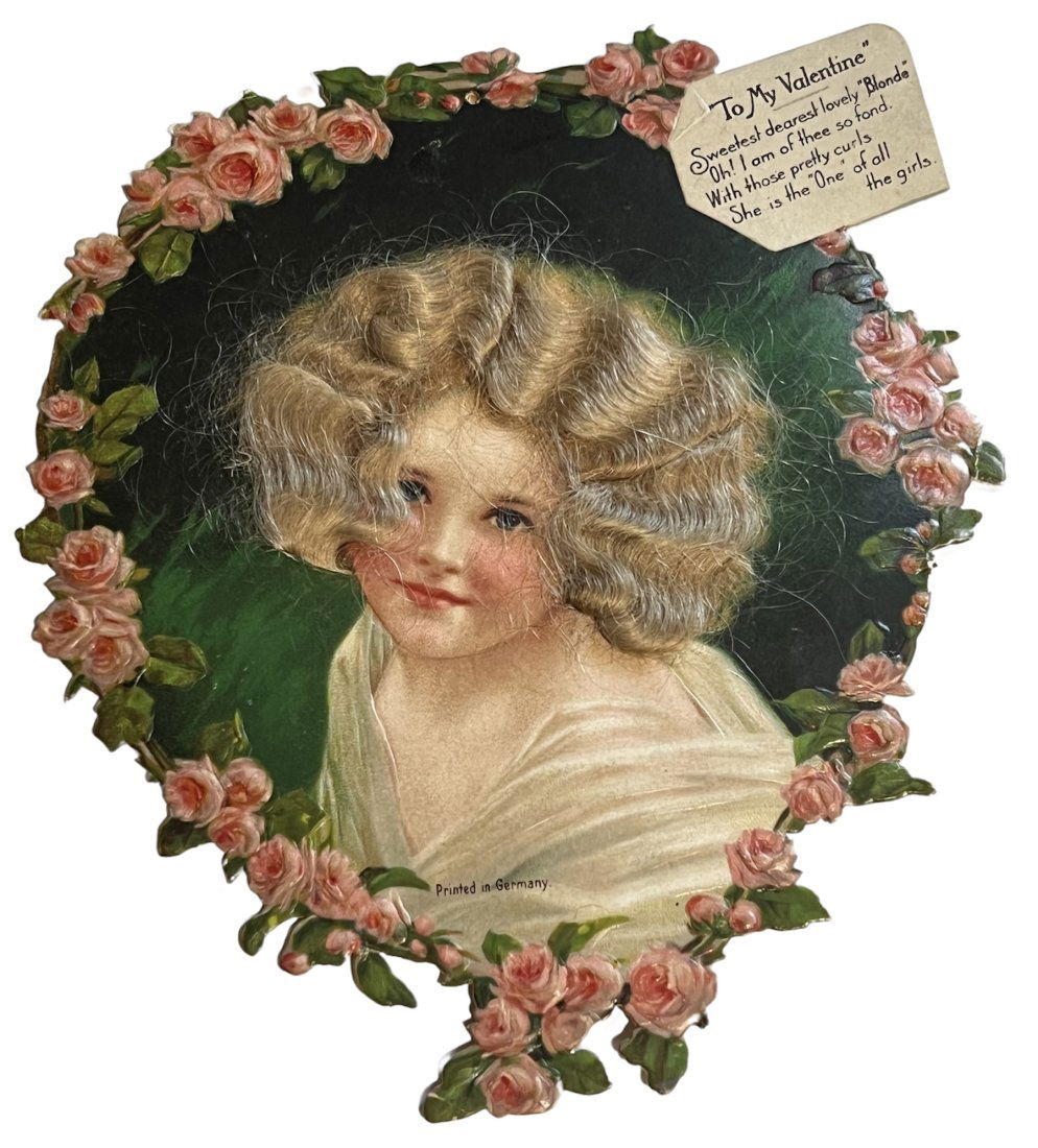 Victorian Valentine Card with Real Blonde Human Hair (1 of 6)