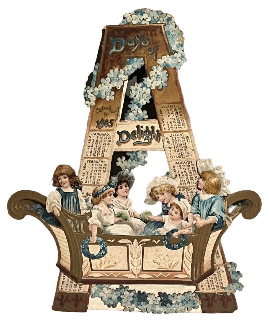 Raphael Tuck 1905 Days of Delight Calendar: Raphael Tuck & Sons 1905 Days of Delight calendar. It measures 10 inches tall by 9 inches wide. â€œTo mother,” written on the back.