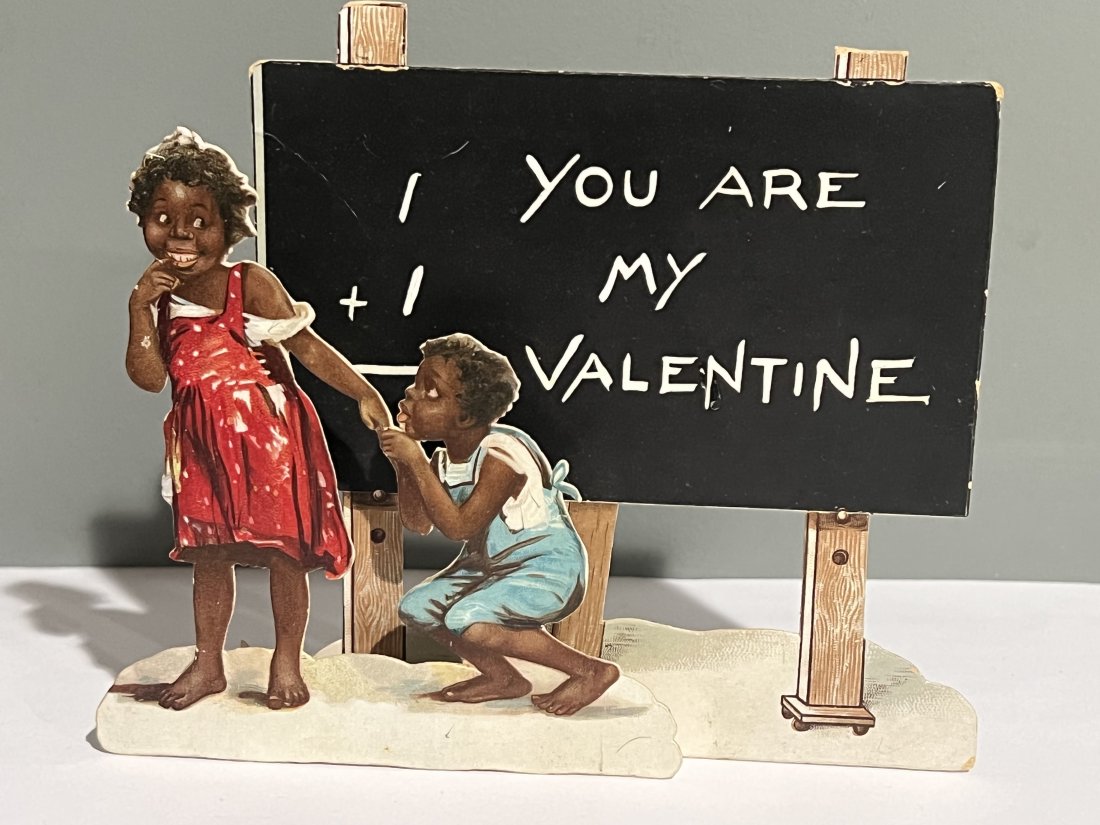 Raphael Tuck Antique Black Americana Valentine Card: Raphael Tuck Antique Black Americana Valentineâ€™s Day Card. It measures 5.25 inches by 6 inches. Writing on the back.
