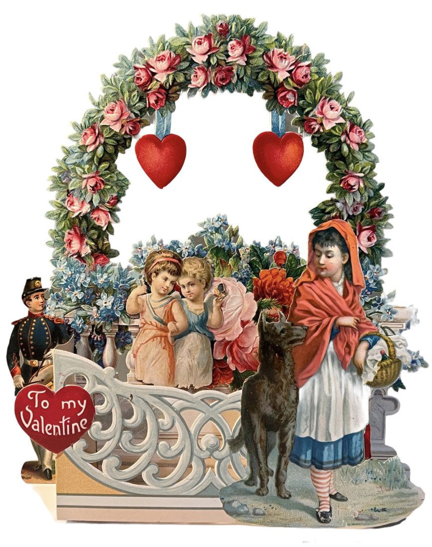 Little Red Riding Hood Die Cut Victorian Valentine Card (1 of 8)