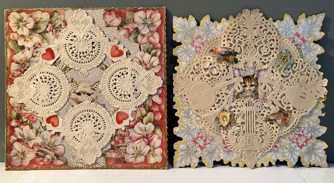 2 Square Cat Paper Lace Victorian Valentine Cards (1 of 11)
