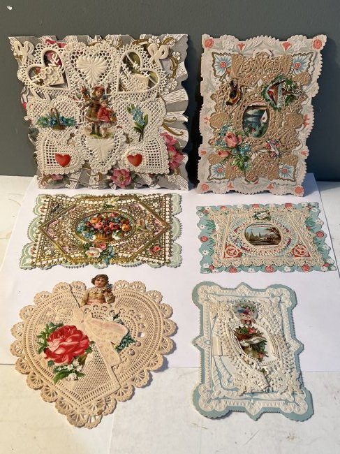 Lot of 6 Paper Lace Victorian Valentine Cards (1 of 13)