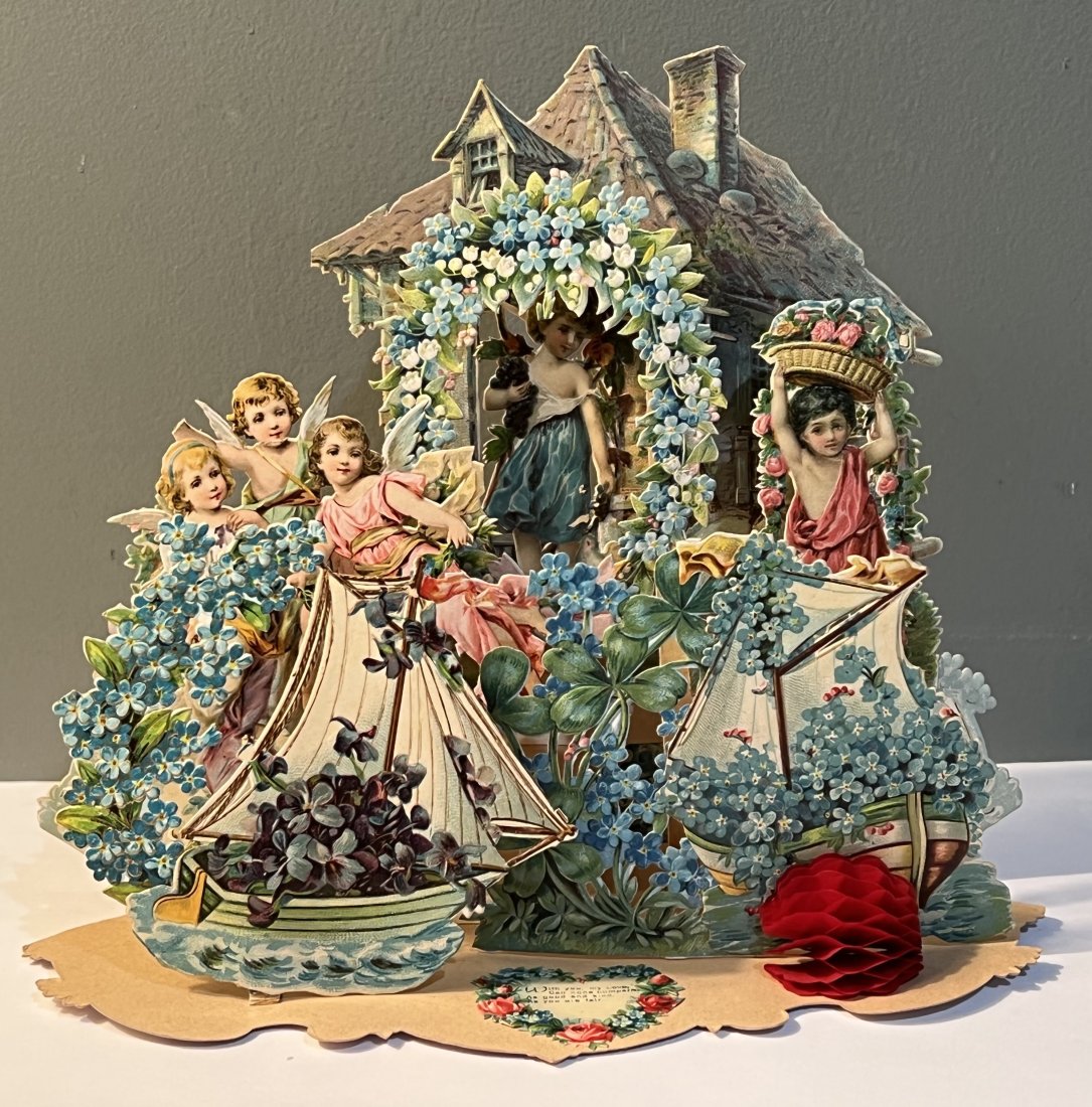 Victorian Embossed Fold Out Valentine Card with Sailboa (1 of 7)