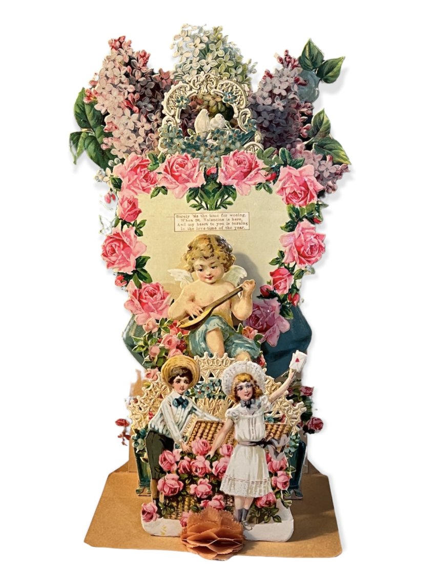 Victorian Die Cut Embossed Fold Out Valentine Card (1 of 8)