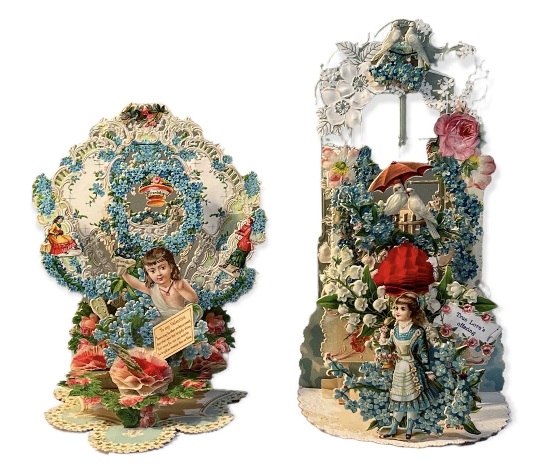 Lot of 2 Victorian Die Cut Fold Out Valentine Cards (1 of 12)